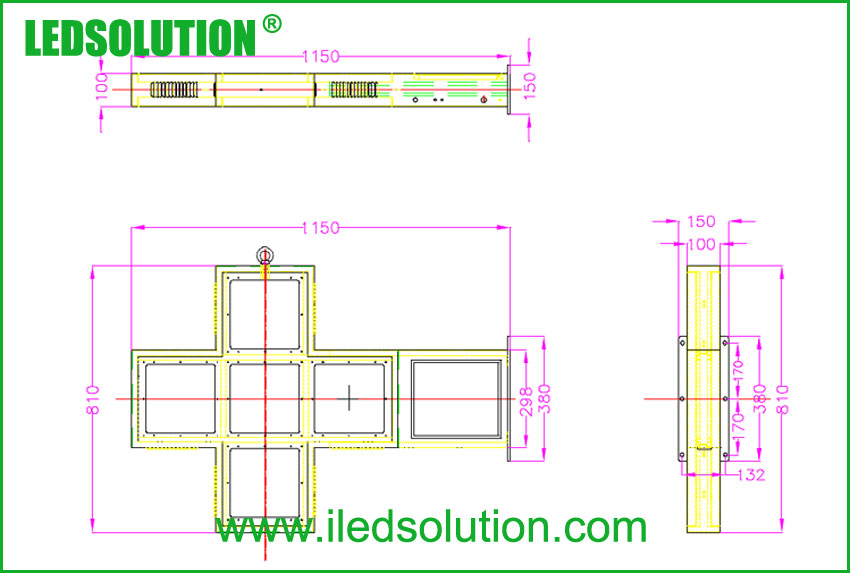 P8 LED Cross Sign Size