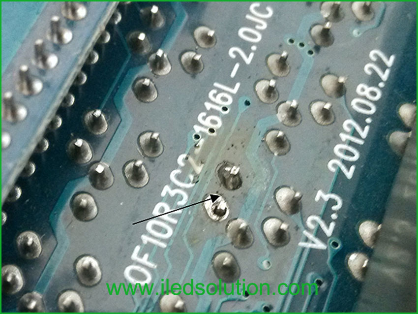 Trouble Shooting - Fault solder or leakage solder of led pins