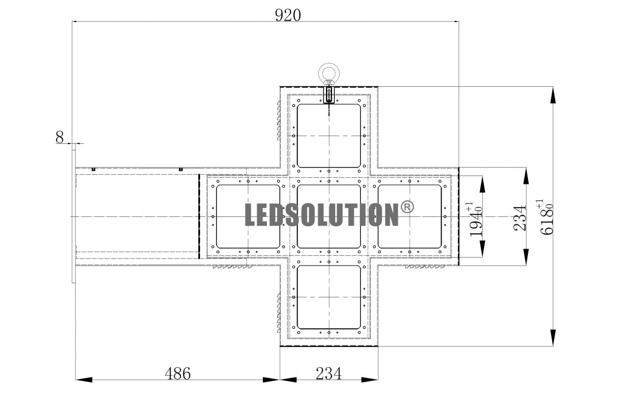 60x60 LED Cross Pharmacy Size