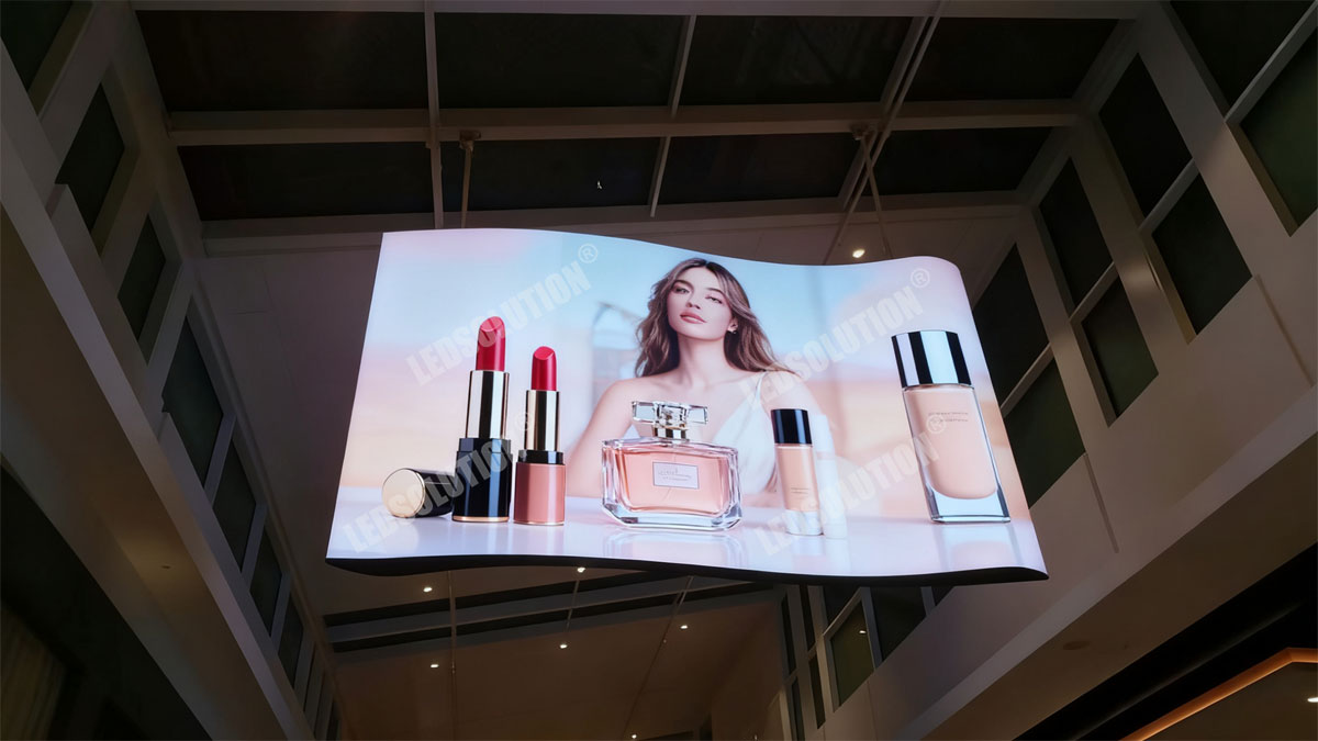 Irregular Asymmetric Double-Sided Curved Hanging LED Display Project Case