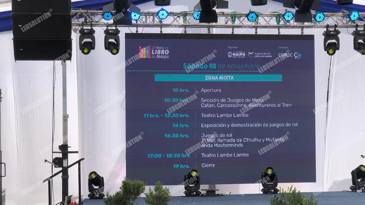 RN500 Series P3.91 LED Display stage background front view showing vivid color and seamless screen surface